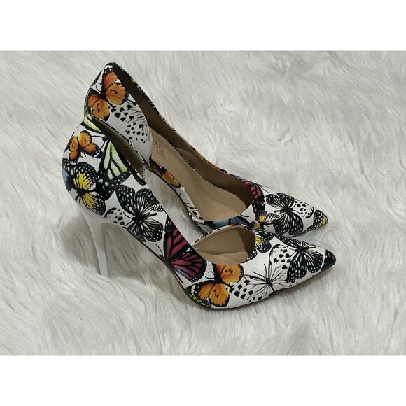 Just Fab Women’s Size 8 Lexie Butterfly Print Heels 4.5” Heel - Picture 1 of 9